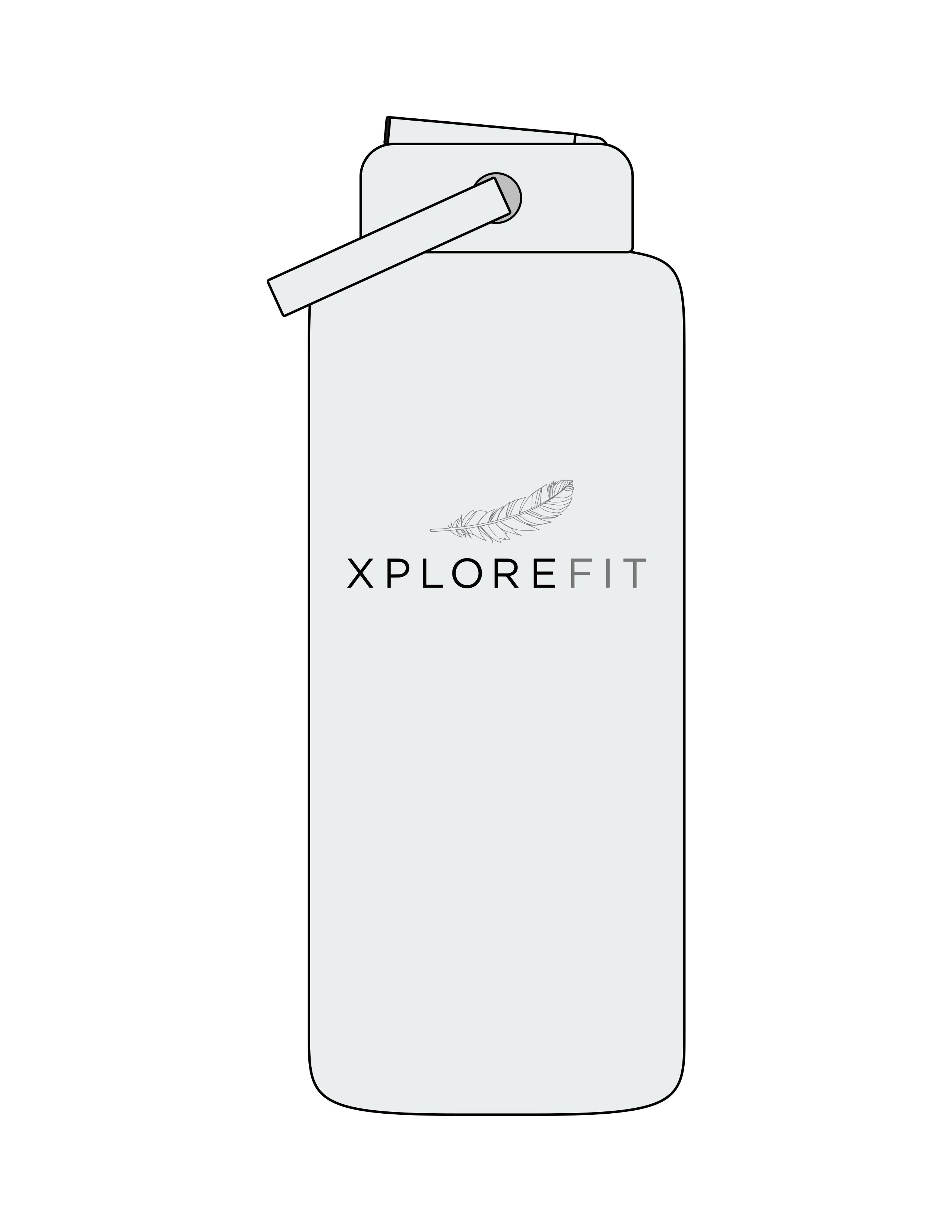 The Wide Mouth Water Bottle - Seafoam - XPLOREFIT - Center Body Stacked - Printed - Full Color