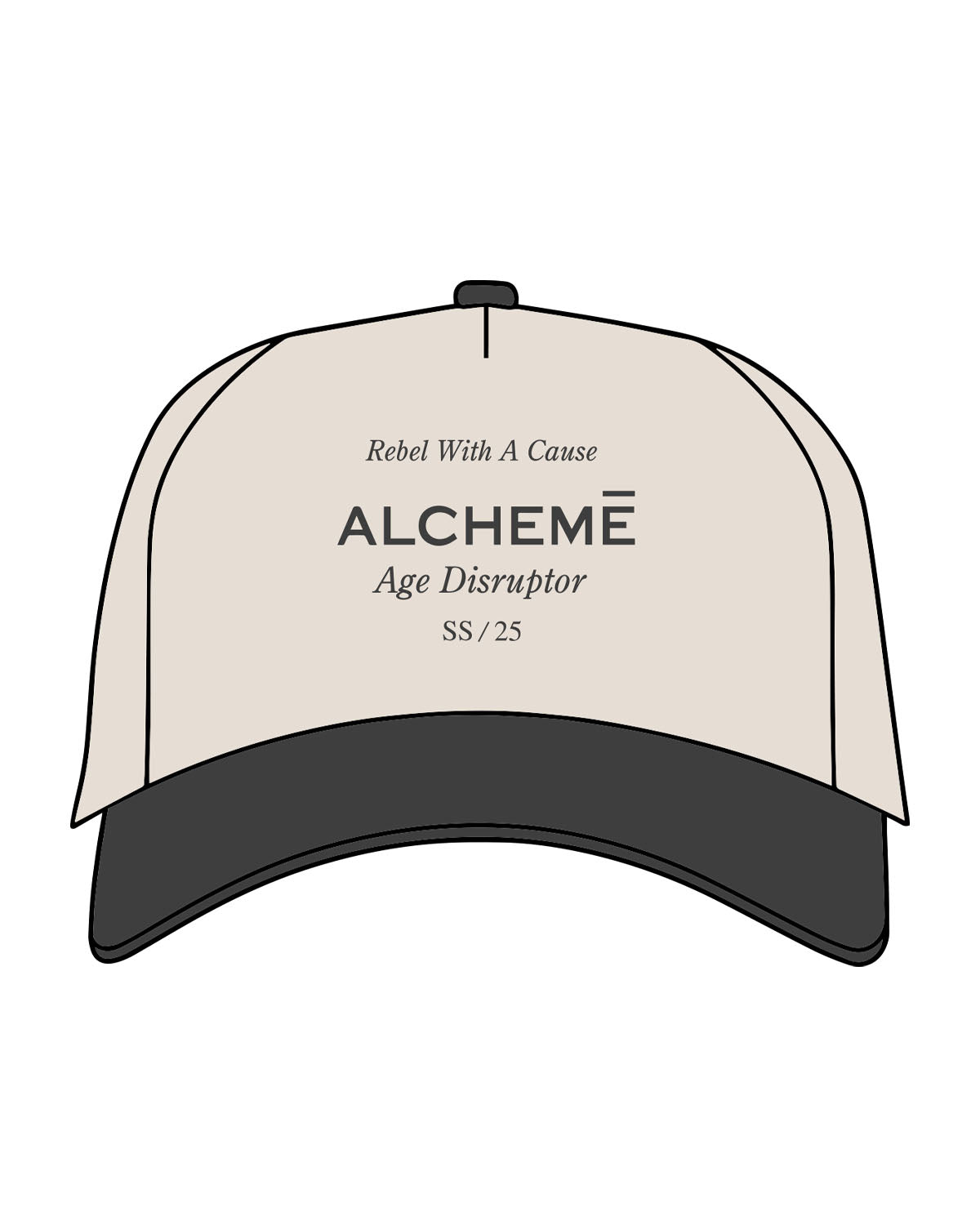 The Canvas Cap - Natural / Coal - ALCHEME - Center Crown - Coal Printed