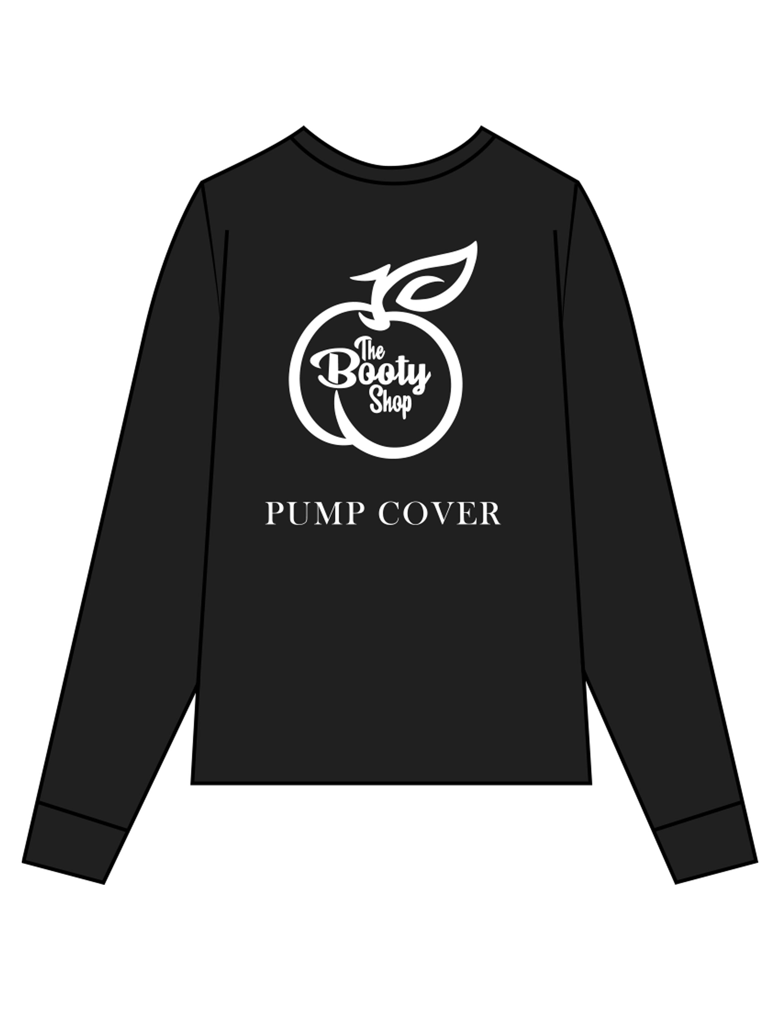 The Unisex Midweight Long Sleeve - Black - The Booty Shop - Bottom Front & Back Stacked - Printed - White