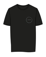 The Womens Tee - Black - Megan Marie Organizing - Left Chest & Center Back Stacked - Blue