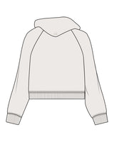 The Womens Crop Hoodie - Bone - B Long Pilates - Right Bottom Sleeve "92118" & Hood Bottom - Embroidered - Brown