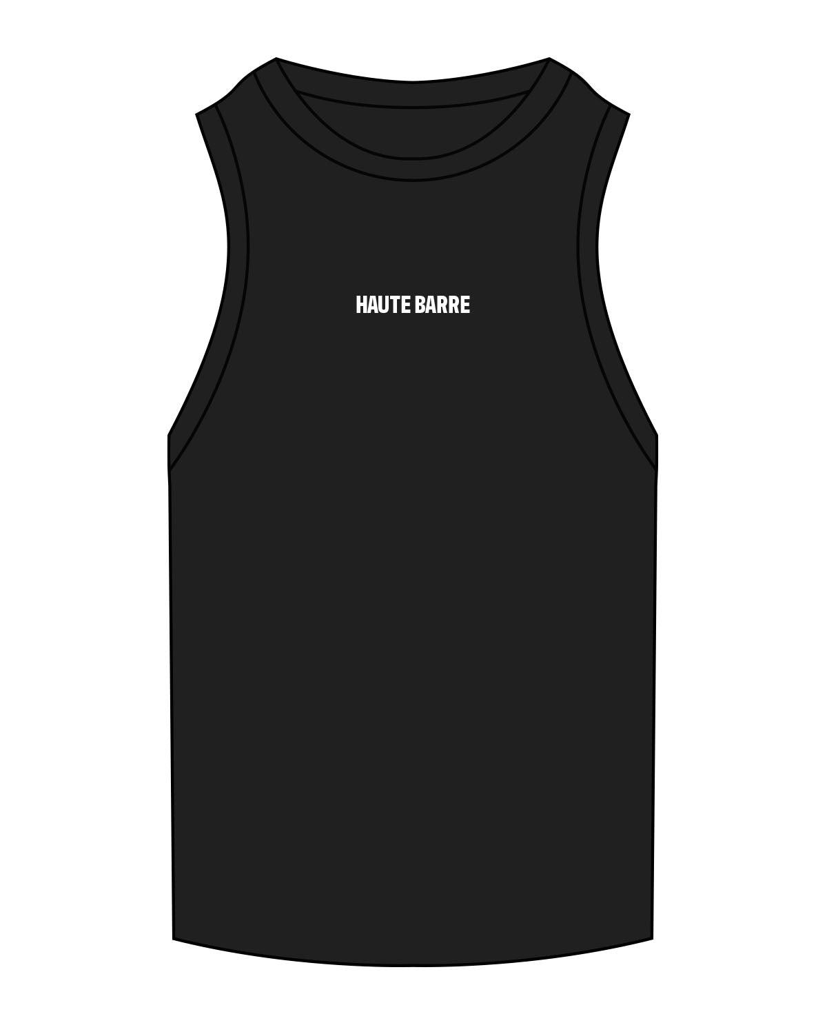 The Ribbed Crop Tank - Black - Haute Barre - Center Chest - Embroidered - White