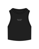The Ribbed Crop Tank - Black - Collective Studios - Center Chest Stacked - Embroidered - White