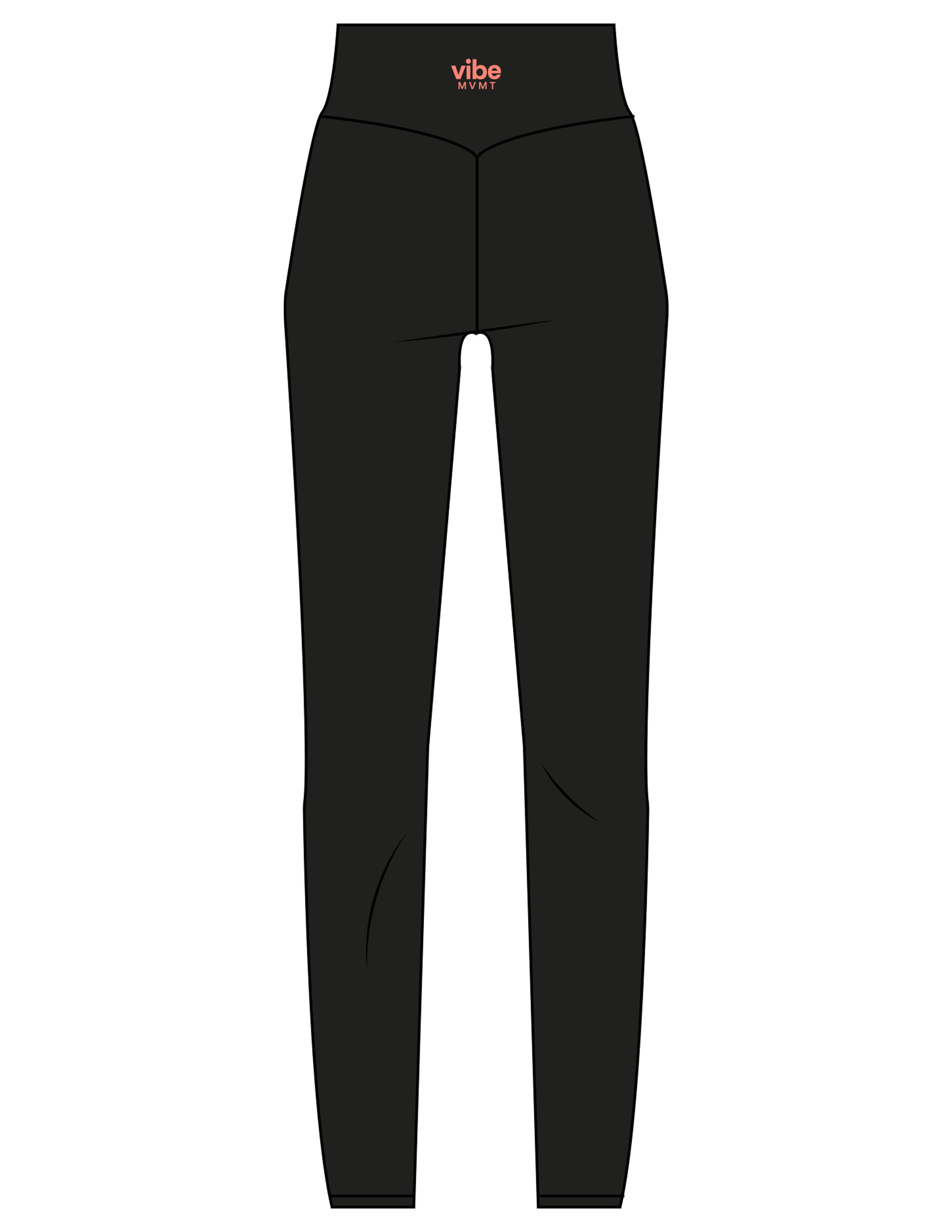 The Basic Legging - Black - Vibe MVMT - Back Waistline Stacked - Printed - Coral