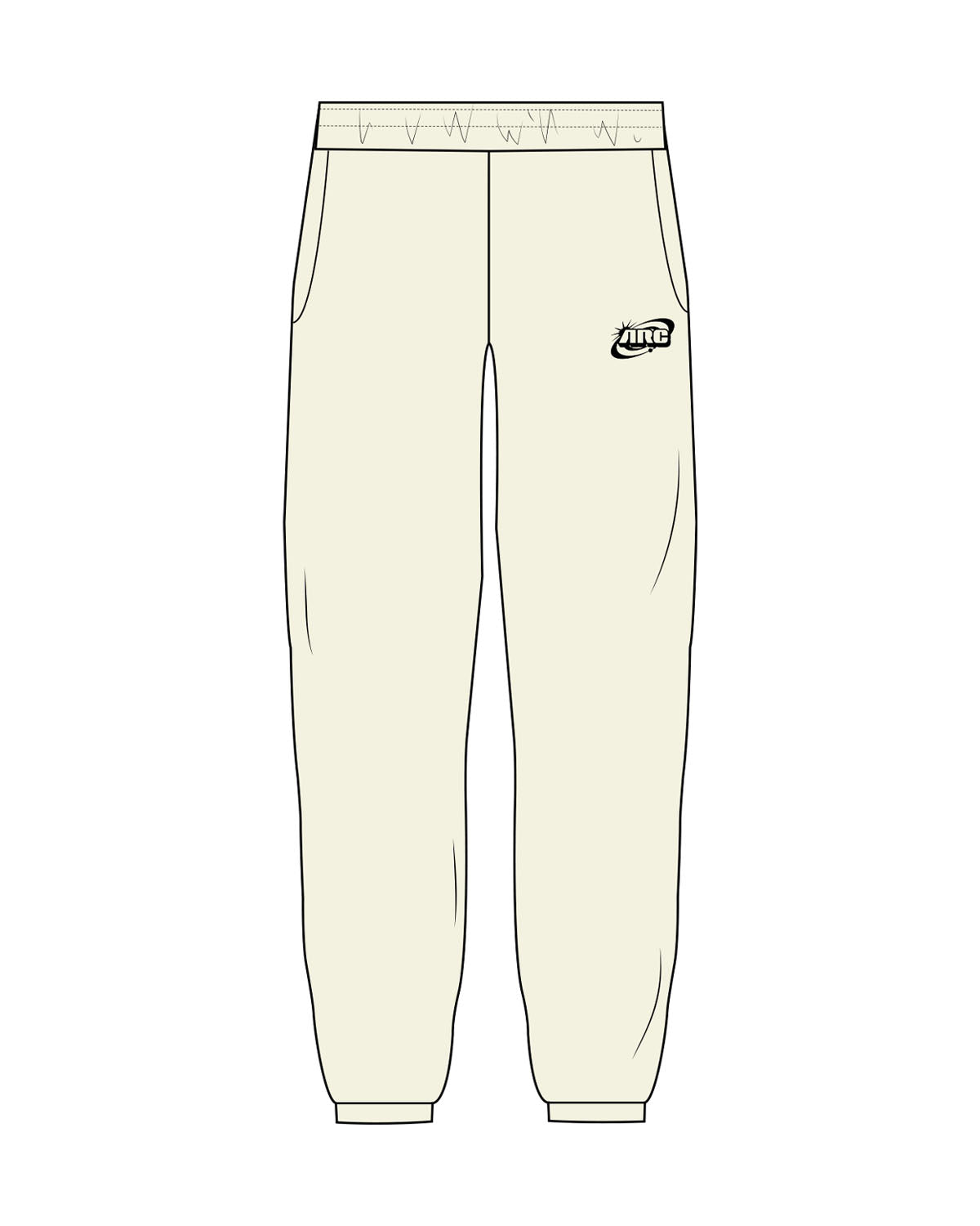 The Womens Sweatpants - Butter - Anybody Run Club - Left Near Pocket - Printed - Black