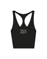 The Racer Tank - Black - Wellth Society - Back Center Stacked - Printed - White