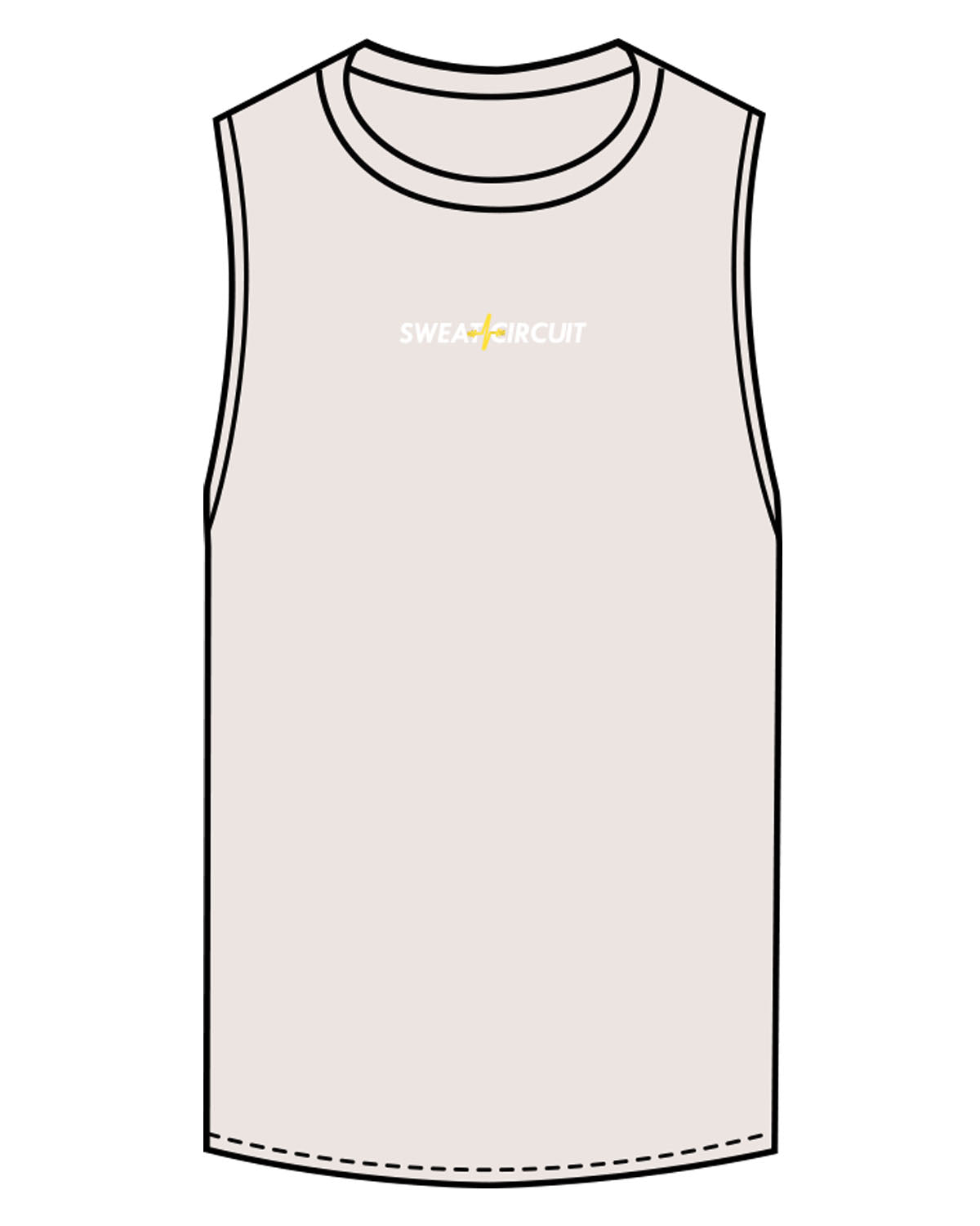 The Scoop Muscle Tank - Dust Heather - Sweat Circuit - Center Chest - Printed - Full Color