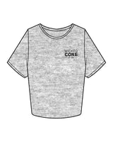 The Crop Tee - Heather - Wicked Core - Left Chest Stacked - Back Center - Printed - Black