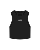 The Ribbed Crop Tank - Black - Luma Wellness - Center Chest - Embroidered - White