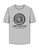The Mens Tee - Heather - Core Evolution - Center Chest Stacked - Black