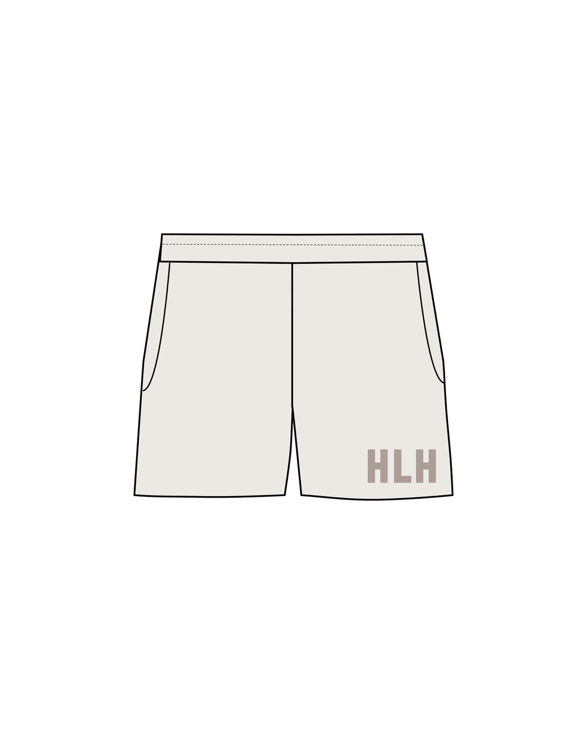 The Mens Sweat Shorts - Bone - HiLo - Left Leg "HLH" - Printed - Tone on Tone