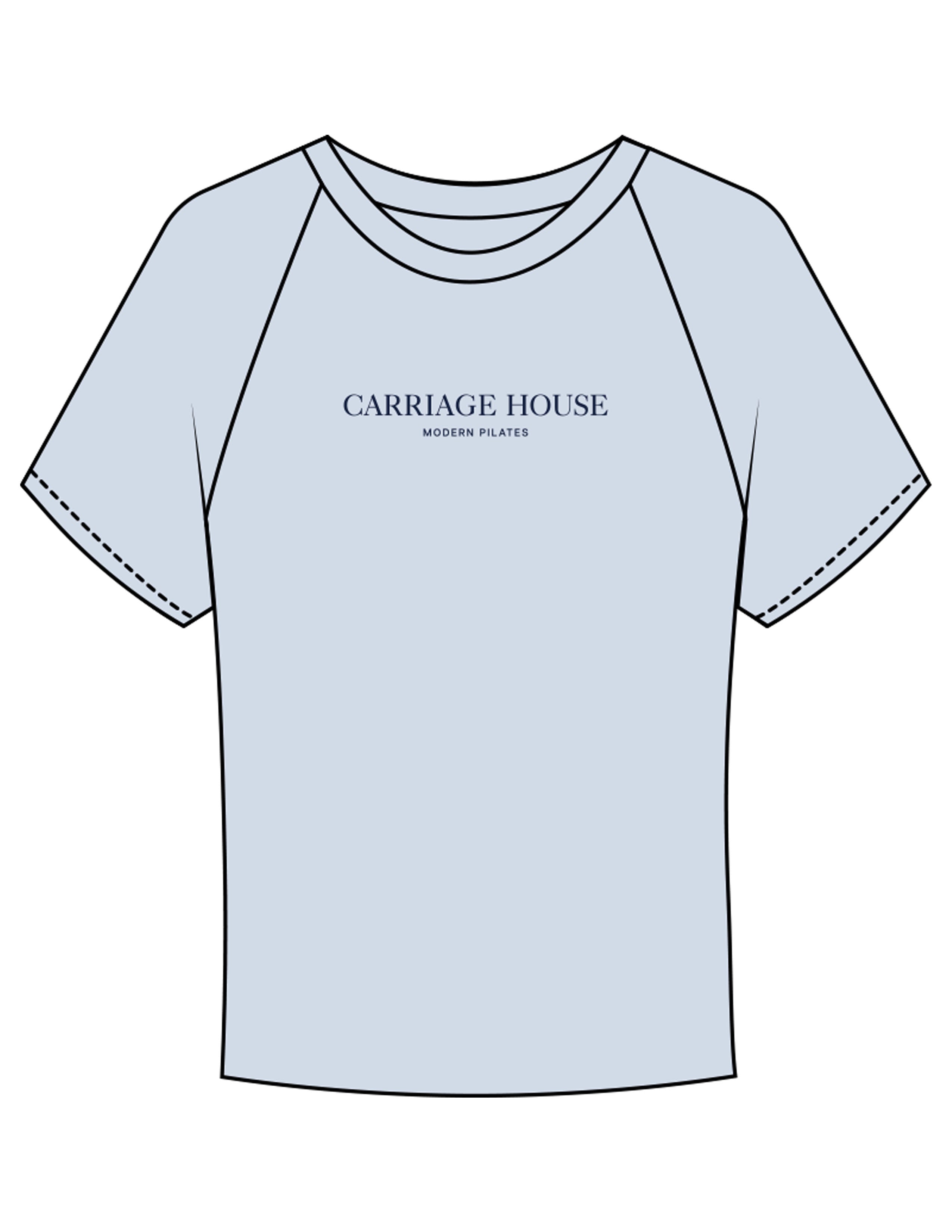 The Micro Rib Baby Tee - Baby Blue - Carriage House - Center Chest Stacked - Printed - Navy