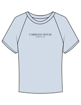 The Micro Rib Baby Tee - Baby Blue - Carriage House - Center Chest Stacked - Printed - Navy