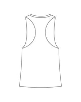 The Womens Racerback Tank - White - Sacred Studios - Center Chest Stacked - Printed - Full Color