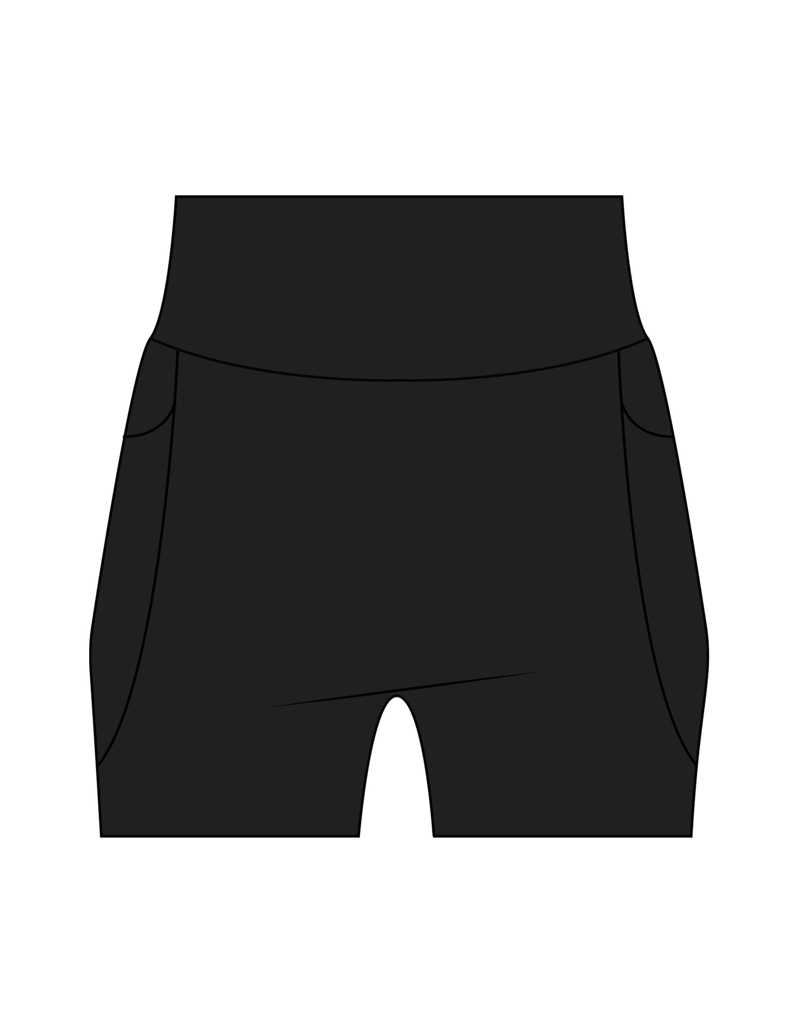 The Womens Sporty Pocket Short - Black - Studio 205 - Back Waistline - Printed - White