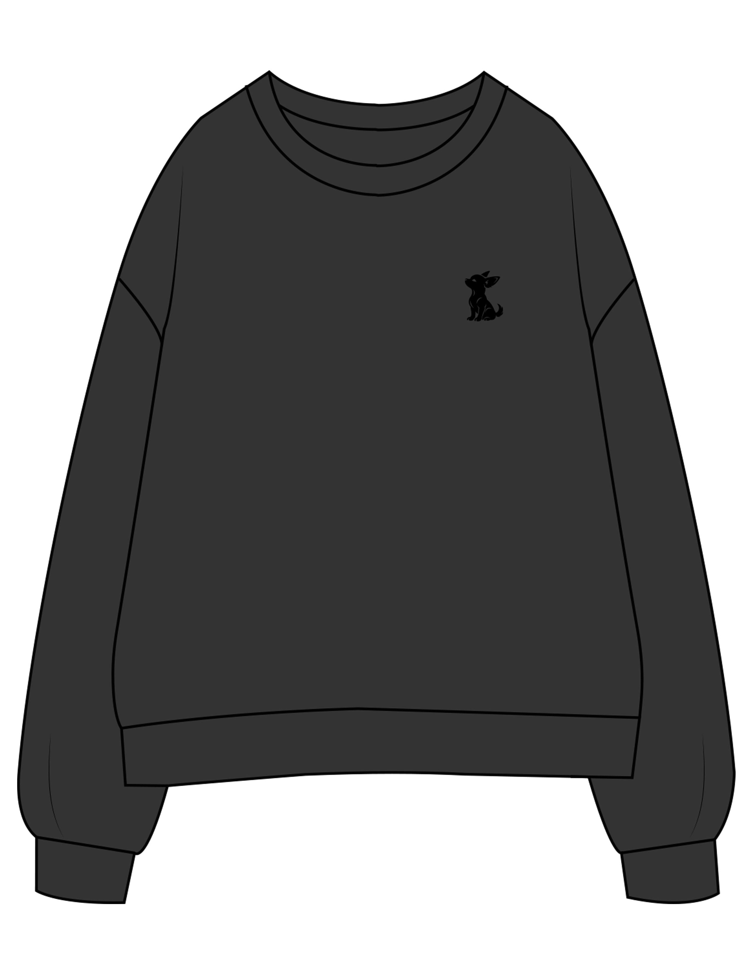 The Womens Crewneck - Washed Black - Mind Muscle - Left Chest & Center Back - Printed - Full Color