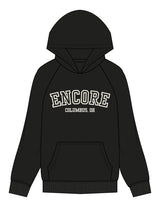 The Womens Hoodie - Black - enCore Pilates - Center Chest Stacked - Printed - Off White