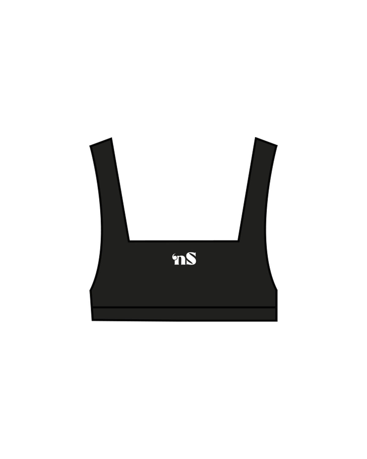 The Box Cut Bra - Black - NSpiers - Center Chest - Printeed - White