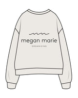 The Mens Crewneck - Bone - Megan Marie Organizing - Left Chest & Center Back Stacked - Printed - Black