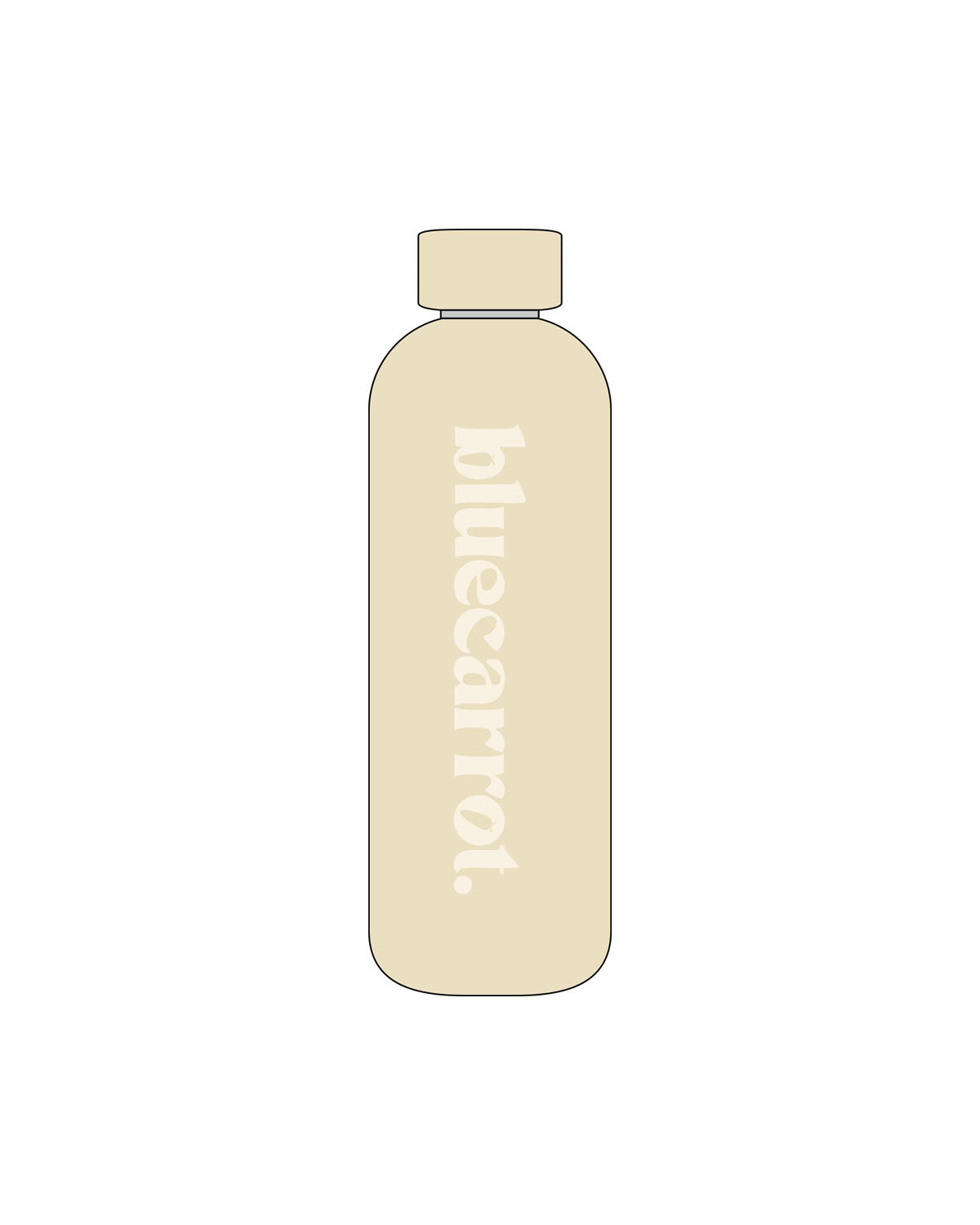 The Water Bottle - Cream - BlueCarrot - Center Body - Printed - Off White