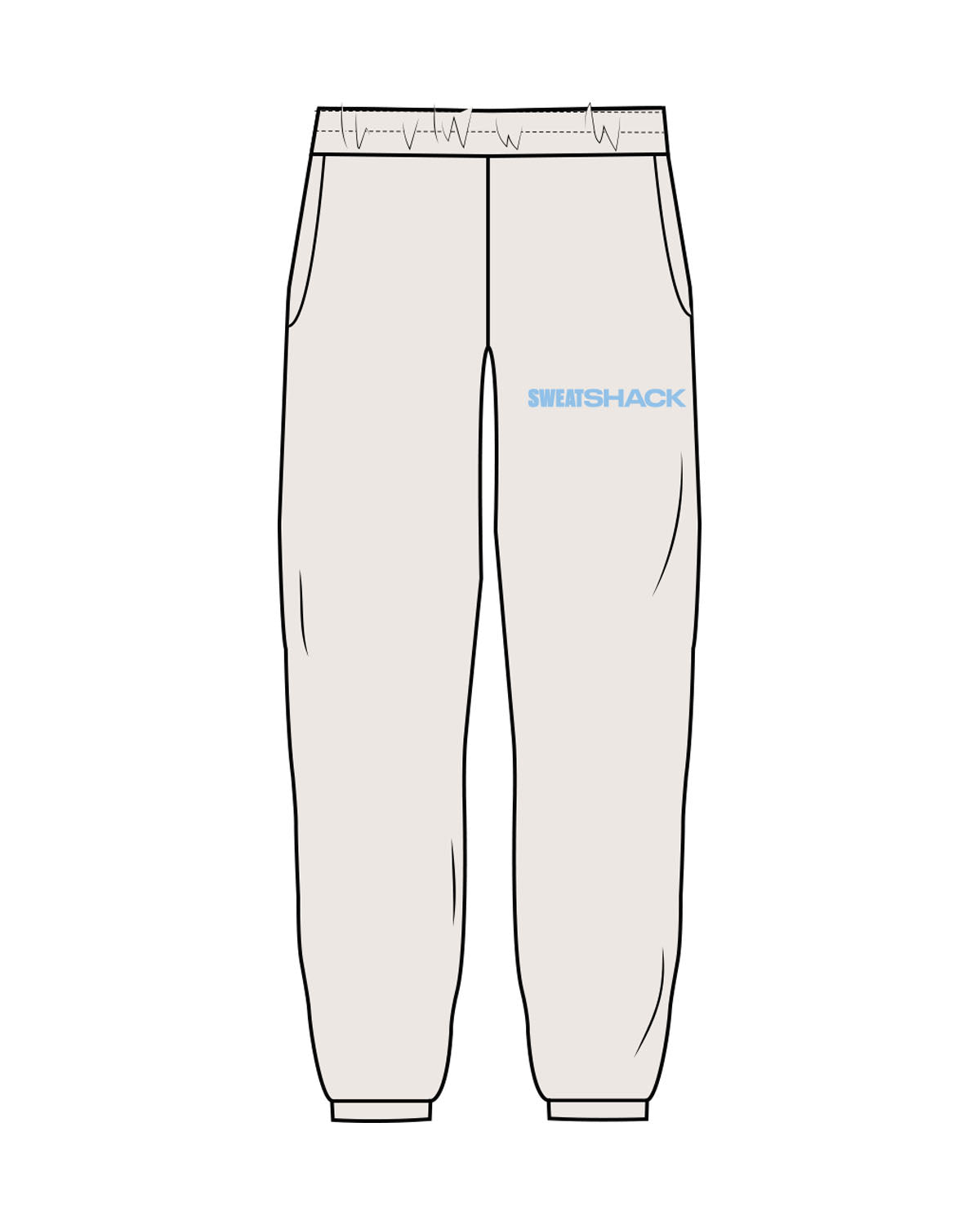 The Womens Sweatpants - Bone - Sweatshack - Left Leg - Embroidered - Blue