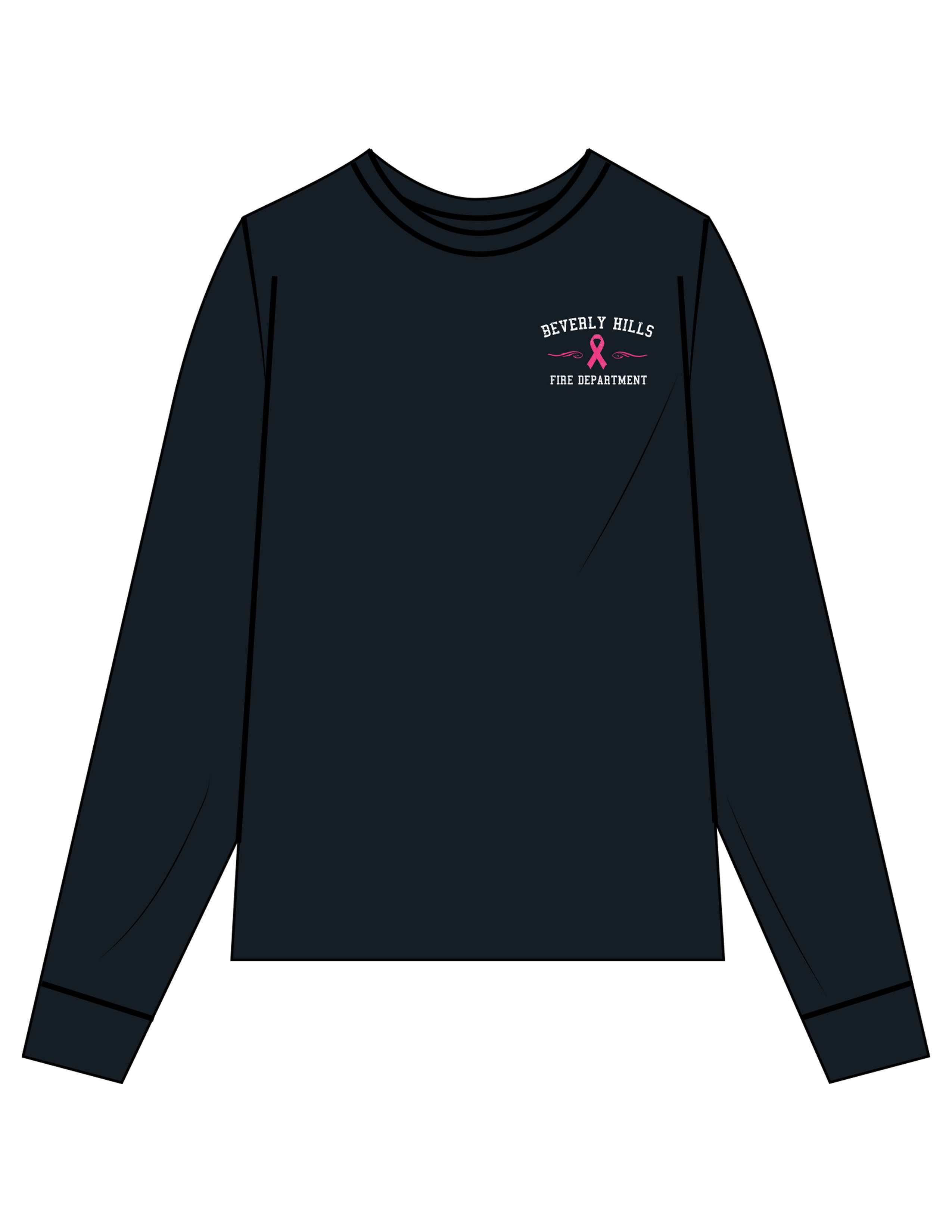 The Mens Long Sleeve - Navy - BHF BCA2026 - Left Chest & Back Stacked - Printed - Full Color