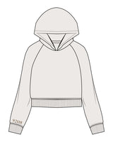 The Womens Crop Hoodie - Bone - B Long Pilates - Right Bottom Sleeve "92118" & Hood Bottom - Embroidered - Brown