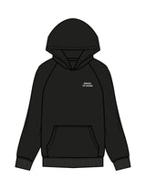 The Womens Hoodie - Black - Mega Fit House - Left Chest Stacked & Back Stacked "SWEAT" - Printed - White