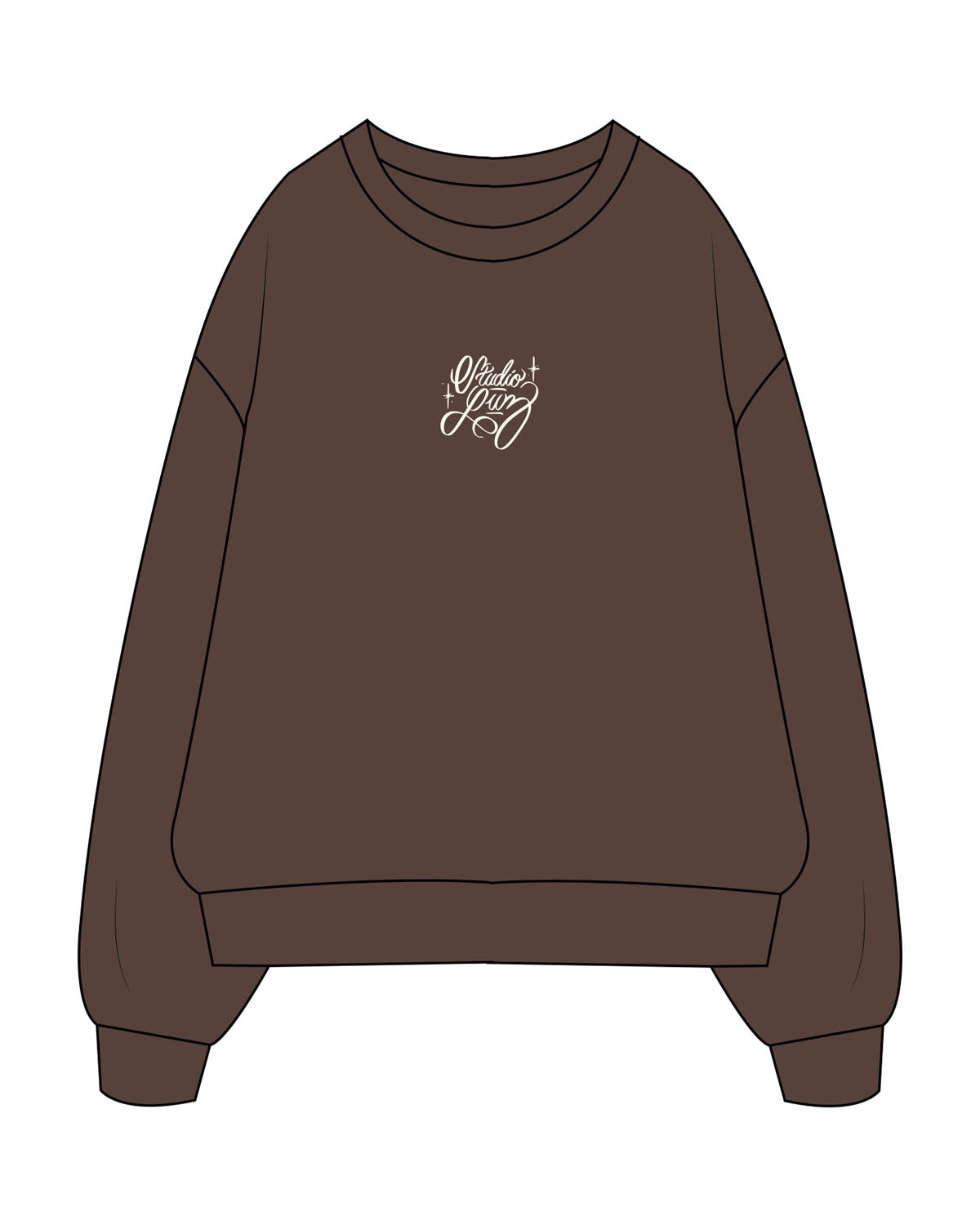 The Recycled Unisex Crewneck - Brown - Studio Luz - Center Chest & Center Back Stacked Logo - Printed - Off White