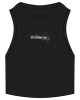 The Ribbed Crop Tank - Black - SWS - Center Chest - Embroidered - Bone