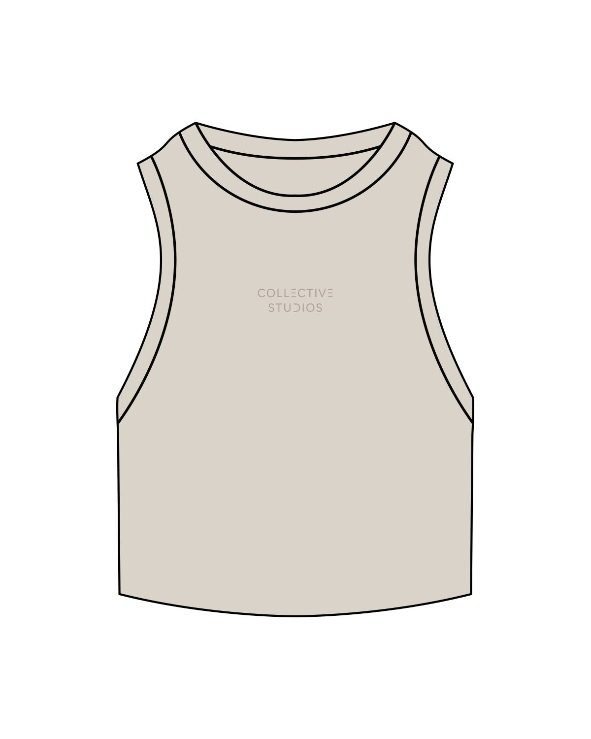The Ribbed Crop Tank - Bone - Collective Studios - Center Chest Stacked - Embroidered - Tone on Tone