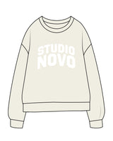 The Womens Crewneck - Butter - Studio Novo - Chest  Stacked - White