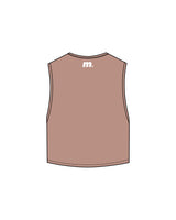 The Crop Muscle Tank - Clay - Motivate Movement - Center Chest Stacked & Back Neckline - Printed - White