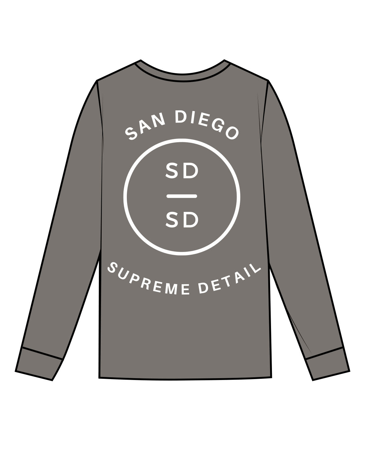 The Mens Heavyweight Long Sleeve - Washed Gray - - San Diego - Left Chest & Back Center Stacked - White