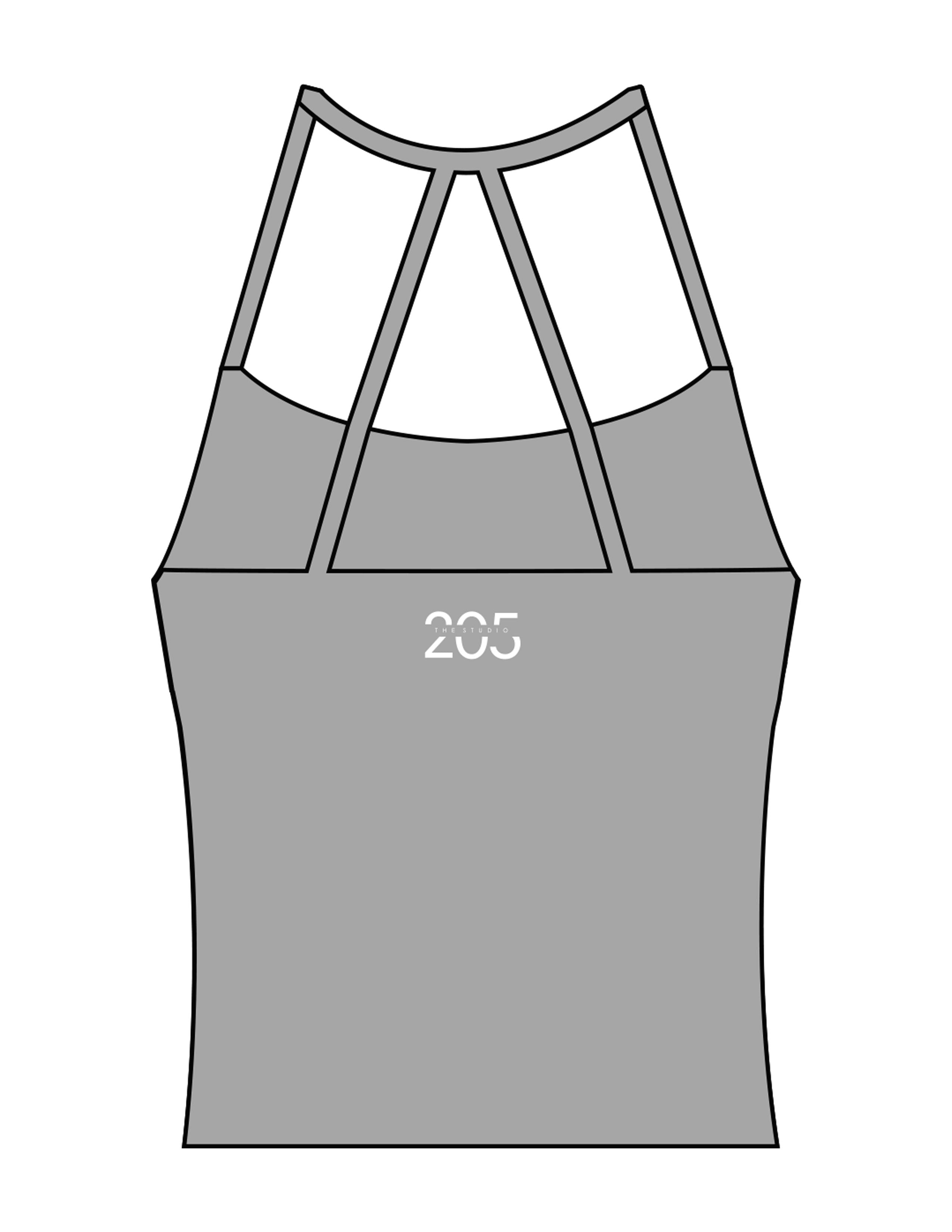 The Womens Sporty Tank - Grey - Studio 205 - Upper Chest & Center Back - Printed - White
