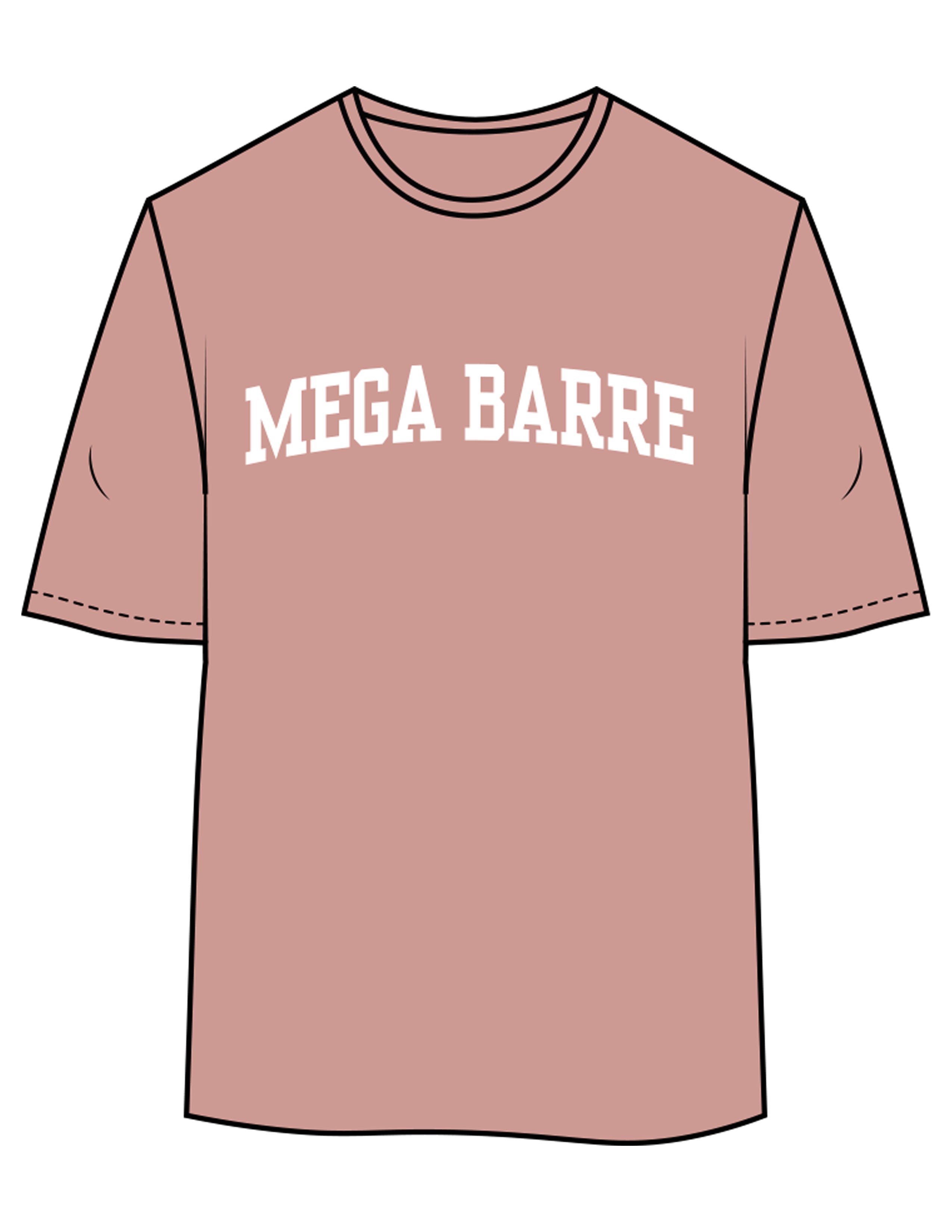 The Womens Oversized Tee - Clay - Megabarre - Center Chest - Printed - White