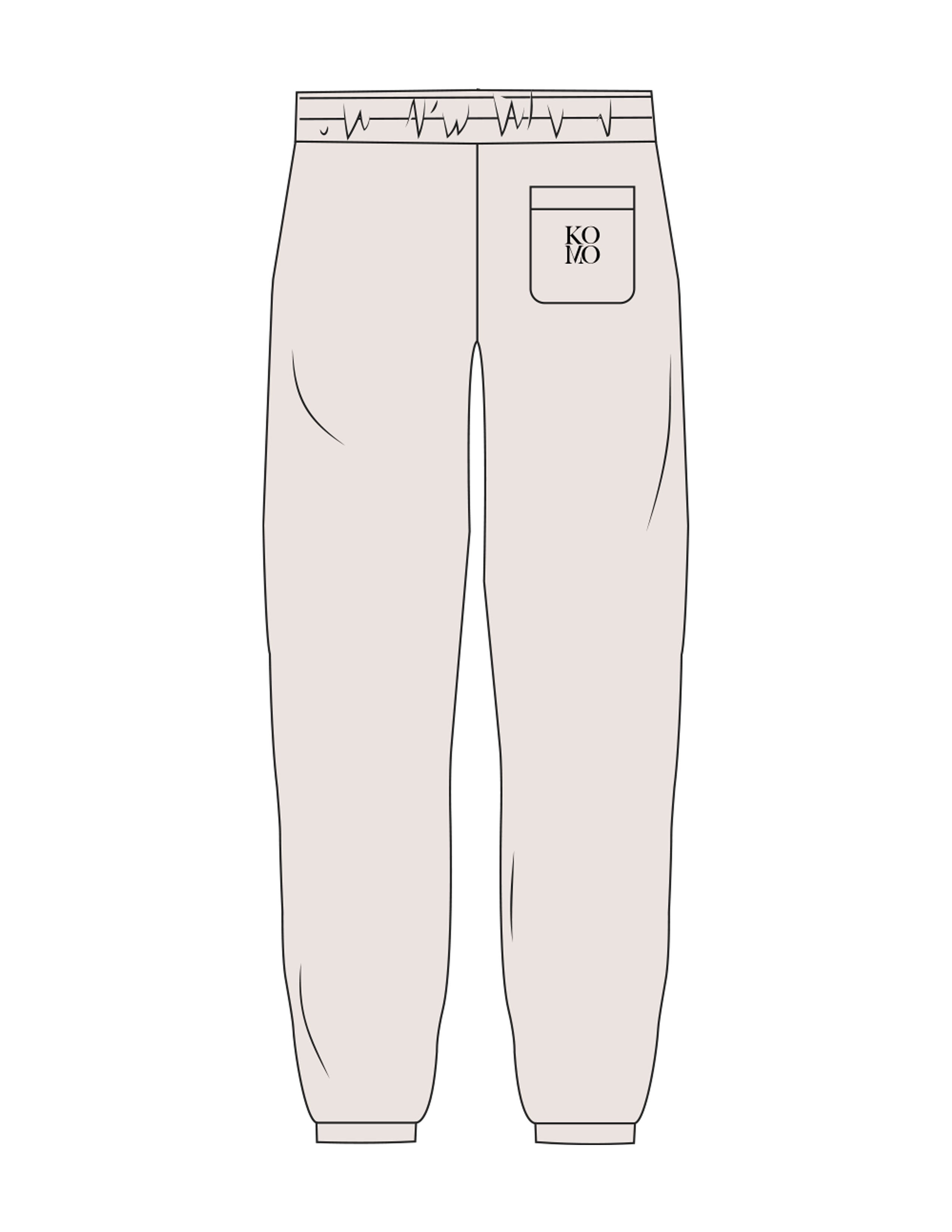 The Womens Sweatpants - Bone - Komo Studio - Back Pocket - Printed - Black