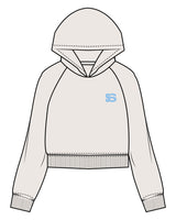 The Womens Crop Hoodie - Bone - Sweatshack - Left Chest - Embroidered - Blue