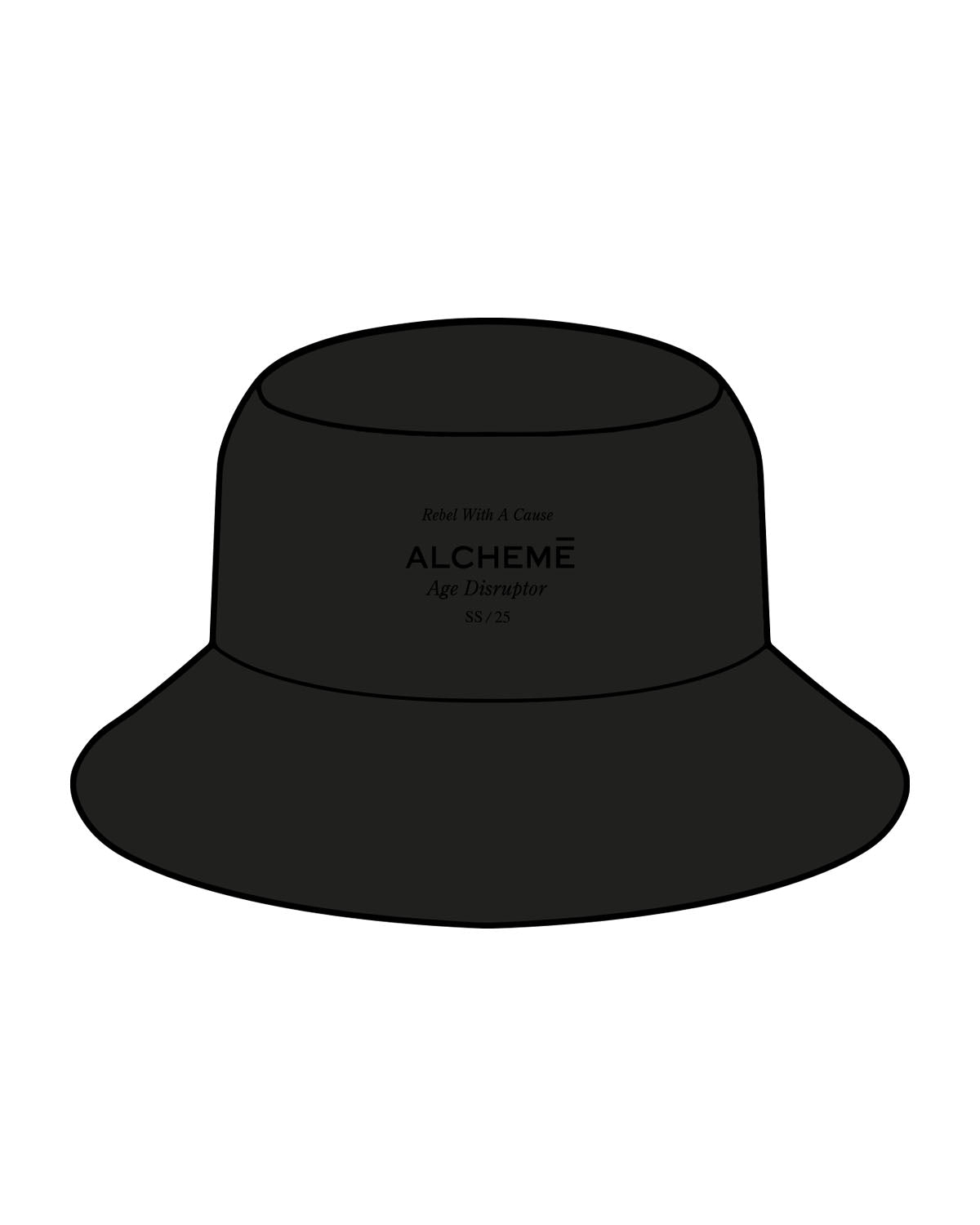 The Bucket Hat - Black - ALCHEME - Center Crown - Embroidered - Black
