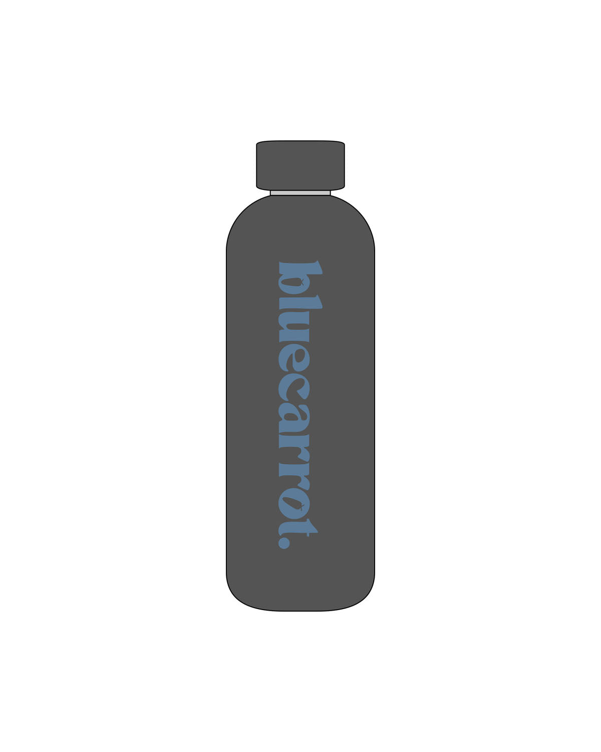 The Water Bottle - Charcoal - BlueCarrot - Center Body - Printed - Blue