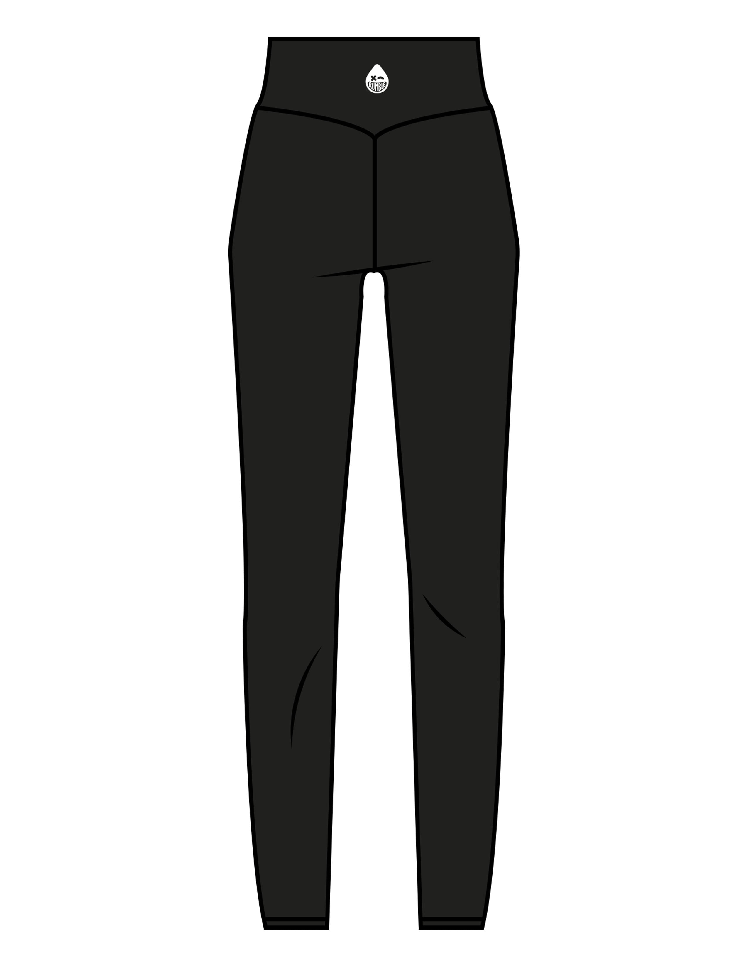 The Basic Legging - Black - Rumble Trainer - Left Leg & Back Waistline - Printed - White