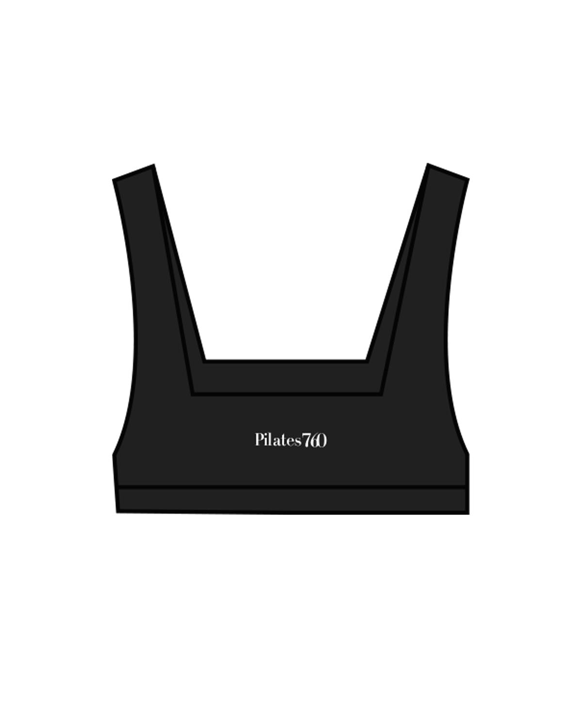 The Box Cut Bra - Black - Pilates 760 - Center Chest & Center Back - Printed - White