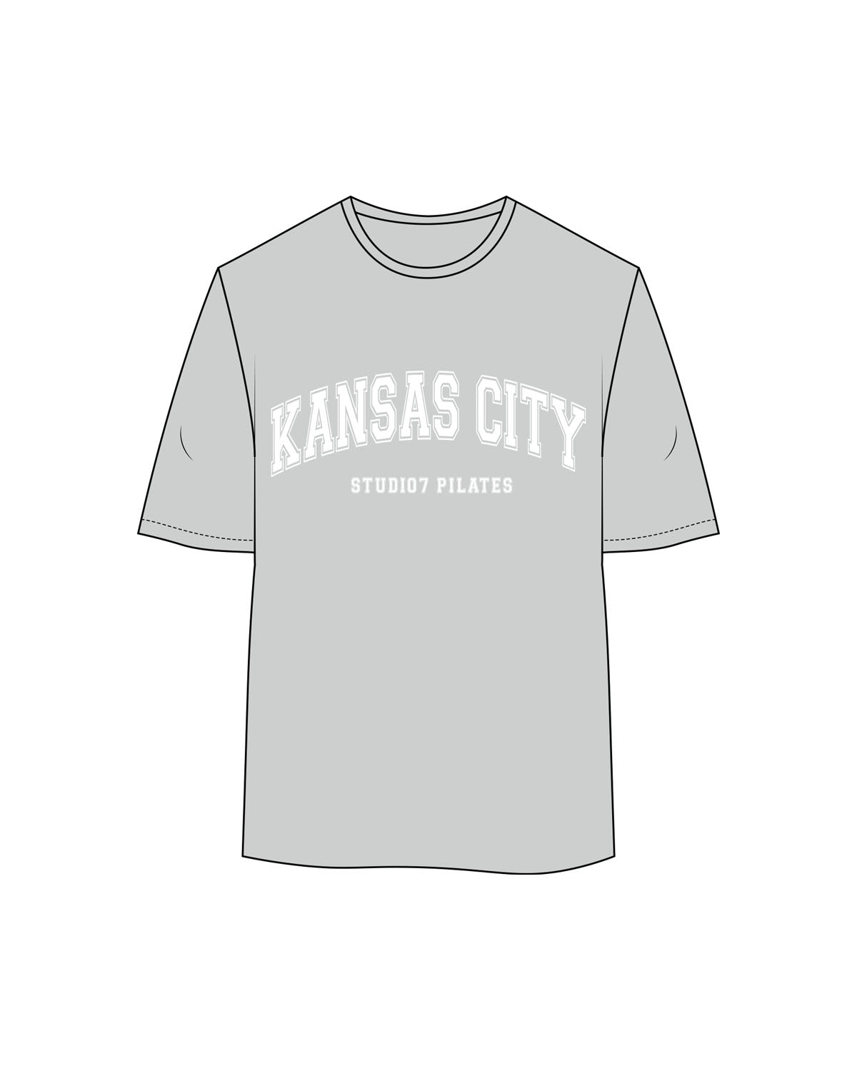 The Womens Oversized Tee - Storm - STUDIO 7 - Chest Arc Stacked - Printed - White