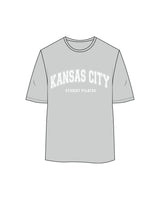 The Womens Oversized Tee - Storm - STUDIO 7 - Chest Arc Stacked - Printed - White