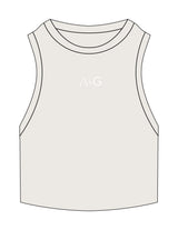 The Ribbed Crop Tank - Bone - Aura Gardens - Center Chest "A|G" - Embroidered - White