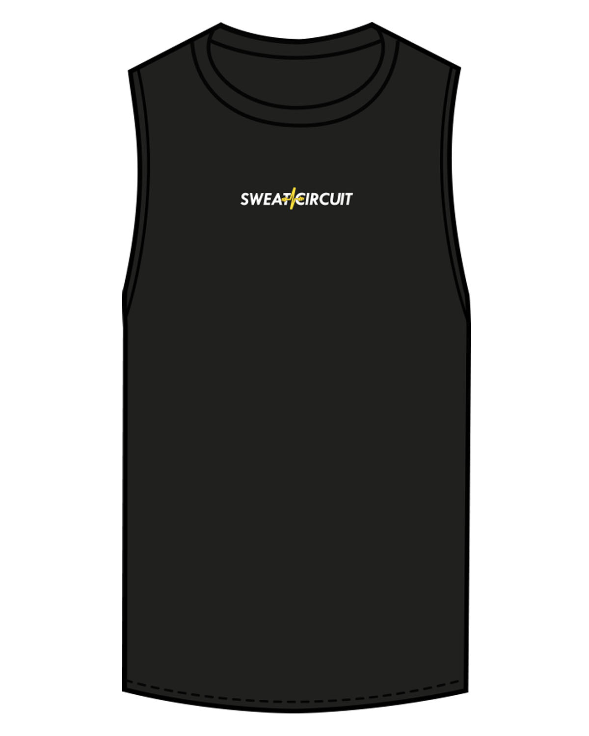 The Scoop Muscle Tank - Black - Sweat Circuit - Center Chest - Printed - Full Color