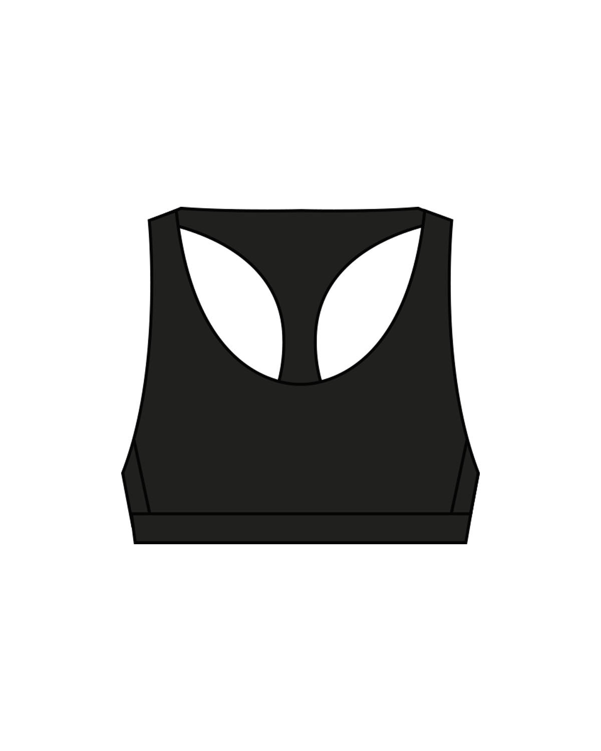 The Racer Bra - Black - Sweat Circuit - Back Waistline - White Printed