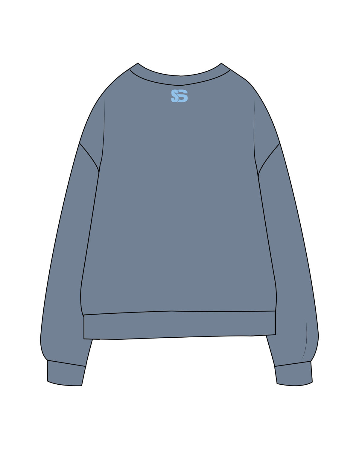 The Midweight Unisex Crewneck - Washed Slate  - Sweatshack - Center Chest & Back Neckline - Printed - Light Blue