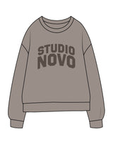 The Midweight Unisex Crewneck - Washed Slate - Studio Novo - Chest Stacked - Tone on Tone