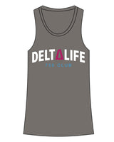 The Womens Full Length Tank - Charcoal - Delta Fitness - Center Chest - 750 Club - Full Color
